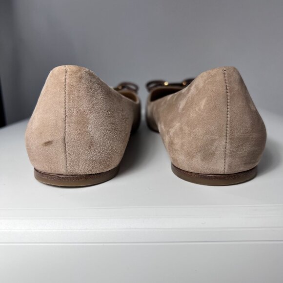 SALVATORE FERRAGAMO Varina Ballet Flat Suede Beige Woman 9.5 - Picture 9 of 12